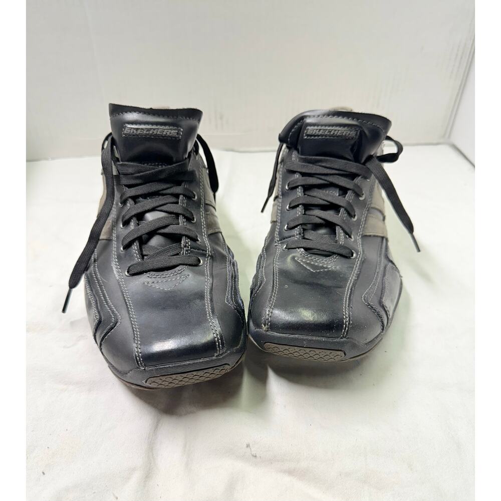 SKECHERS  LEATHER CASUAL SNEAKERS Mens size 12 color black SN 62861 - Picture 4 of 13